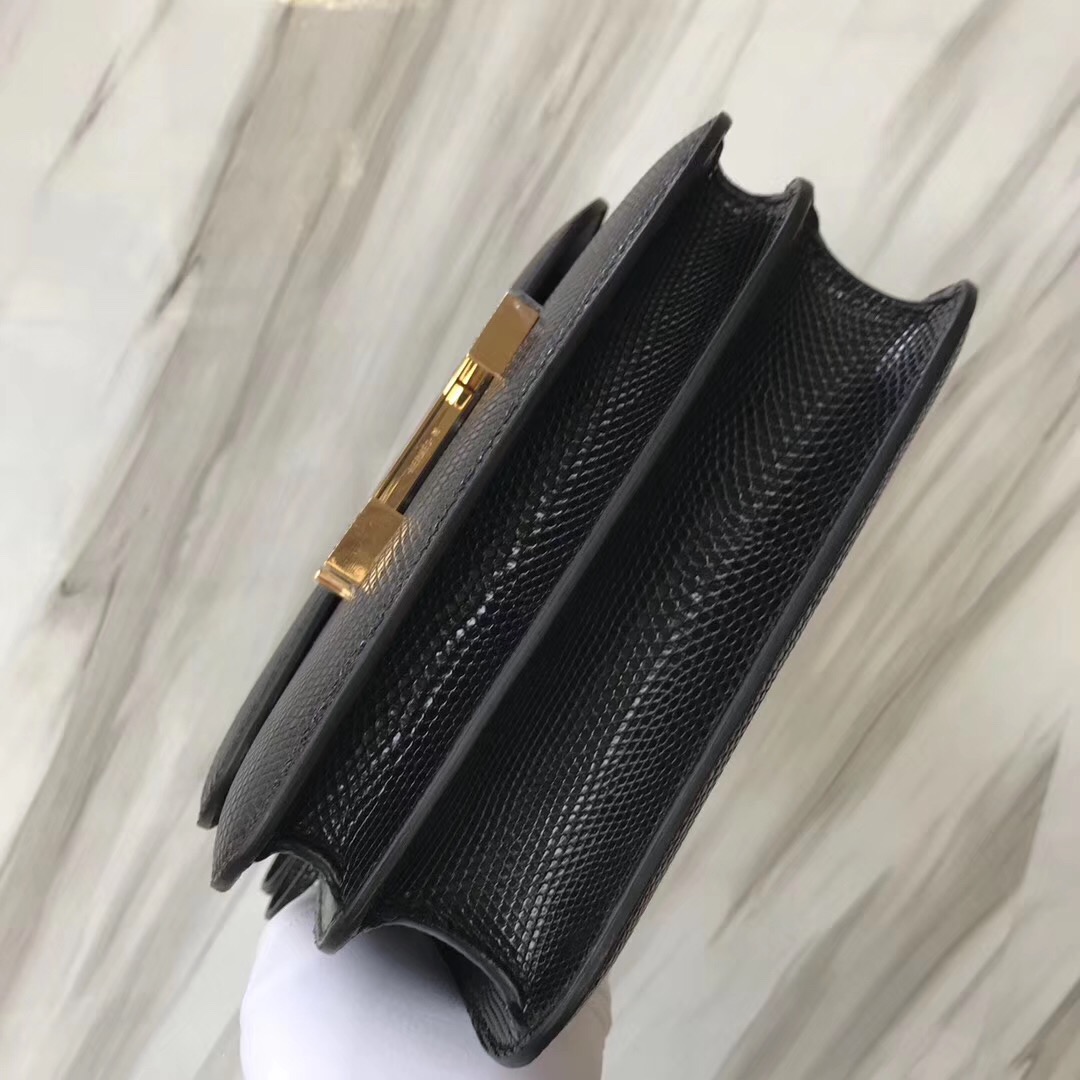 臺灣康康包 愛馬仕Hermes constance 19cm mini CK89黑色 black Lizard蜥蜴皮