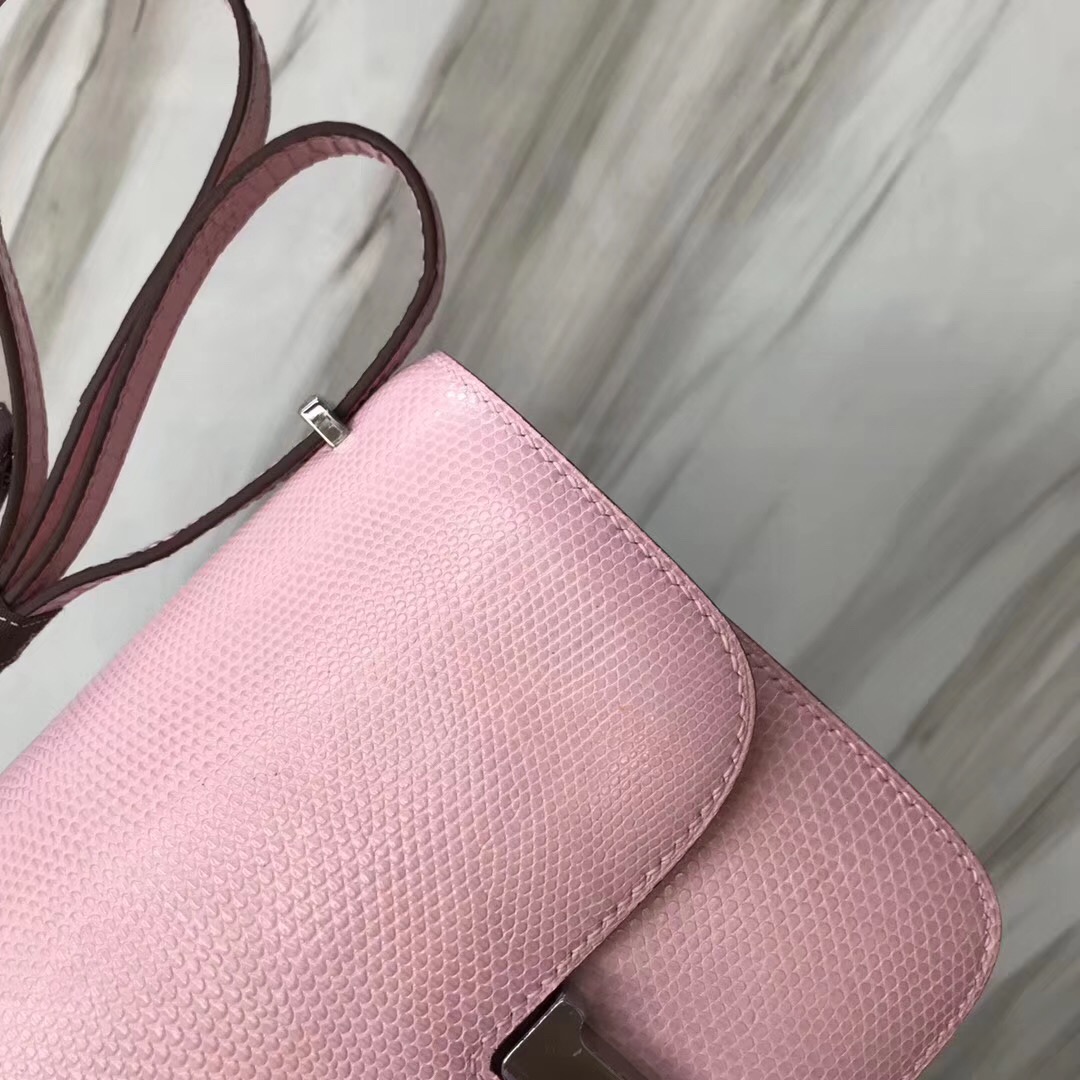 愛馬仕康康包價格 Hermes constance 19cm mini Lizard  5P Pink櫻花粉