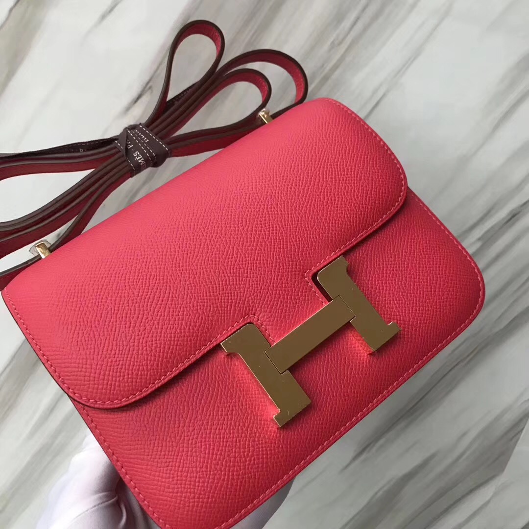 愛馬仕空姐包圖片大全Hermes Constance 19cm i6極致粉 Rose Extreme