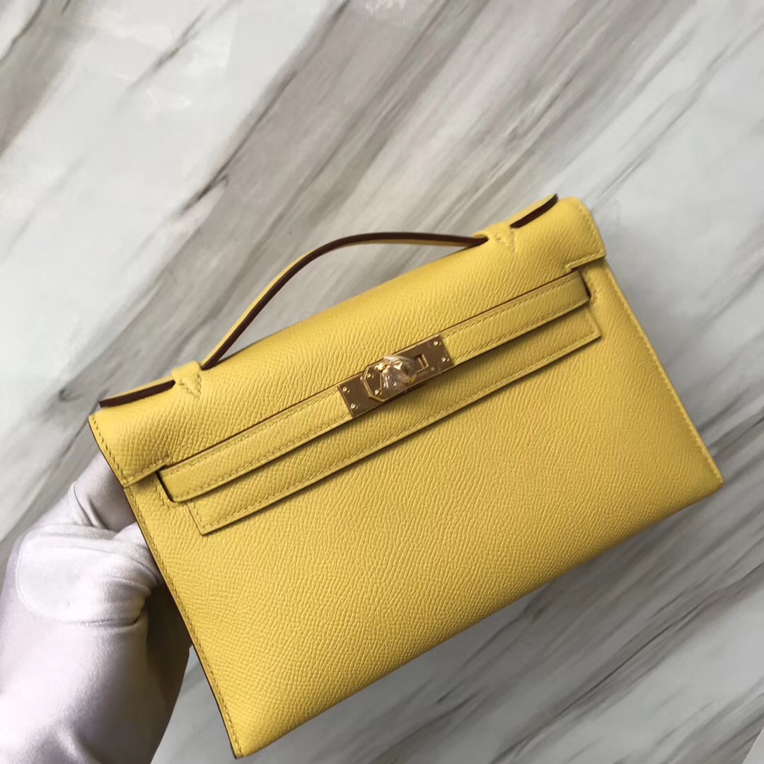 Hong Kong Hermes Minikelly pochette D刻 9O那不勒斯黃 Jaune De Naples