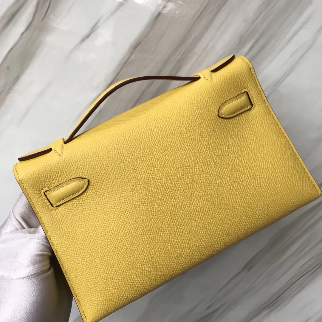 Hong Kong Hermes Minikelly pochette D刻 9O那不勒斯黃 Jaune De Naples