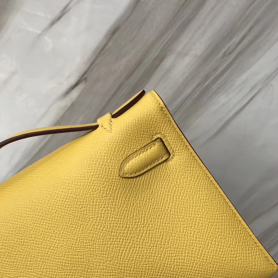 Hong Kong Hermes Minikelly pochette D刻 9O那不勒斯黃 Jaune De Naples