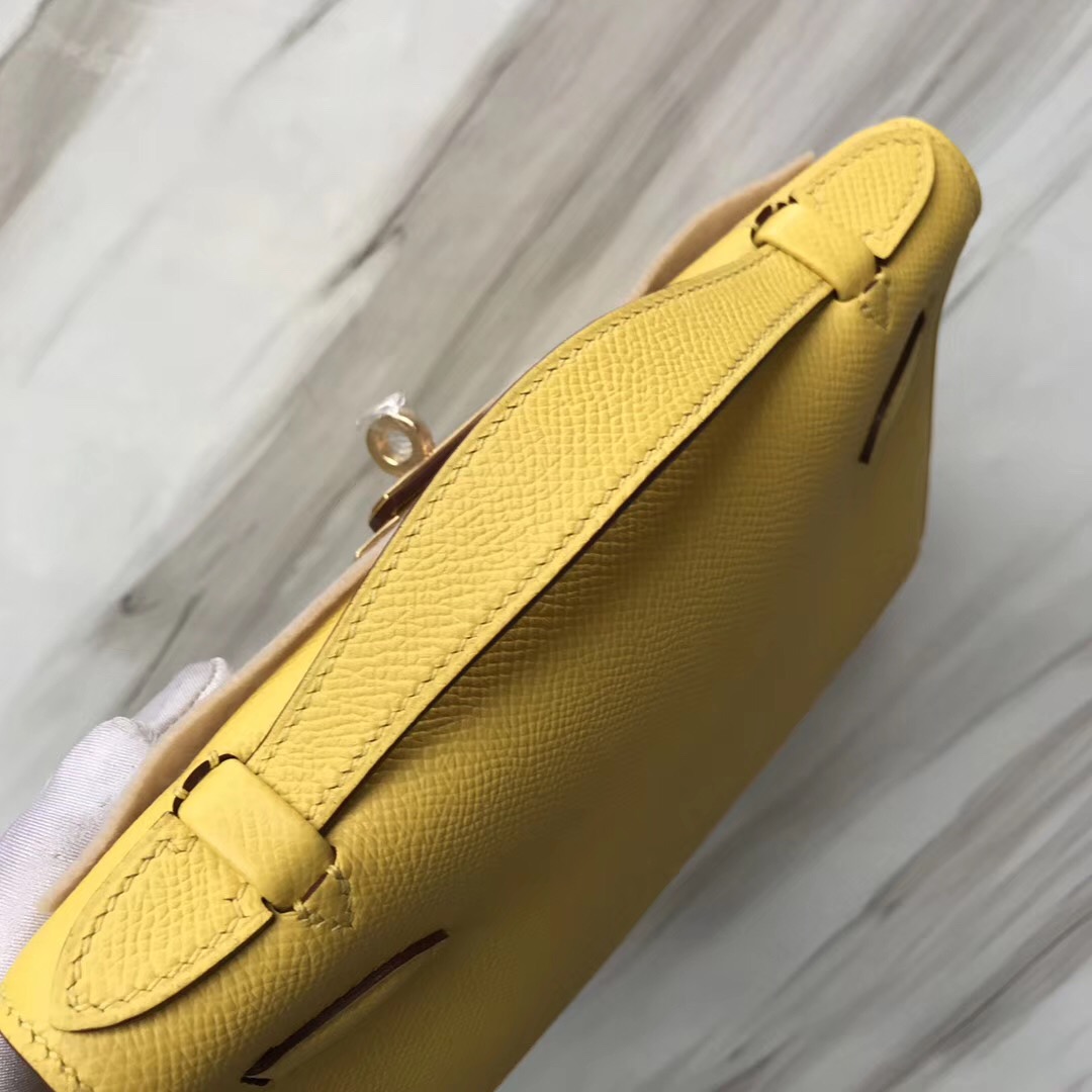 Hong Kong Hermes Minikelly pochette D刻 9O那不勒斯黃 Jaune De Naples