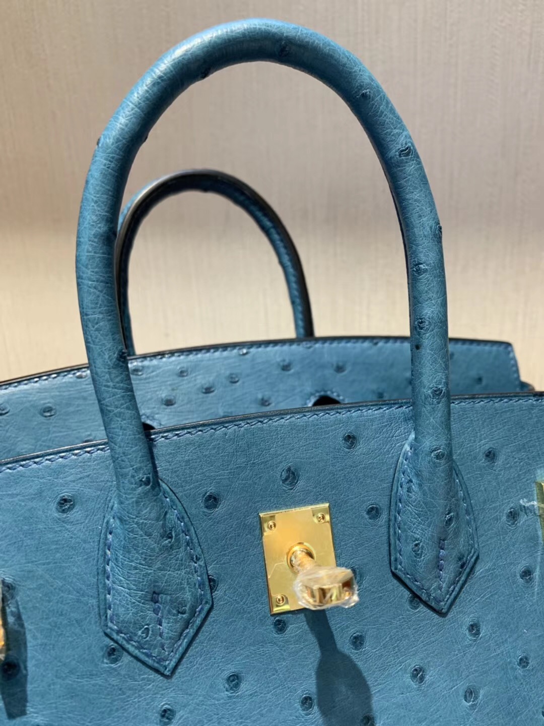 Taiwan Hermes Birkin Bag 25cm 7C珊瑚藍 Ostrich KK 南非鴕鳥皮