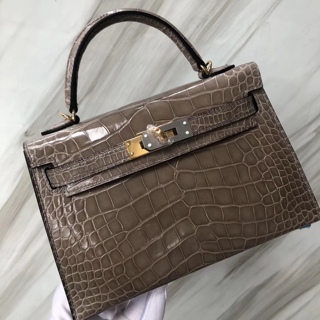 Hong Kong Hermes Kelly mini2代 美洲鱷 CK81斑鳩灰 Griss Tourterelle