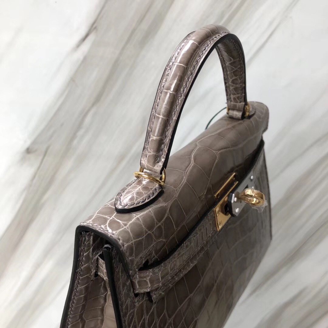 Hong Kong Hermes Kelly mini2代 美洲鱷 CK81斑鳩灰 Griss Tourterelle