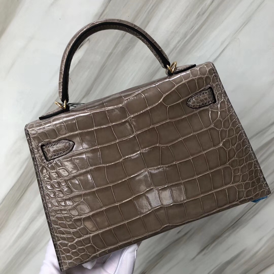 Hong Kong Hermes Kelly mini2代 美洲鱷 CK81斑鳩灰 Griss Tourterelle