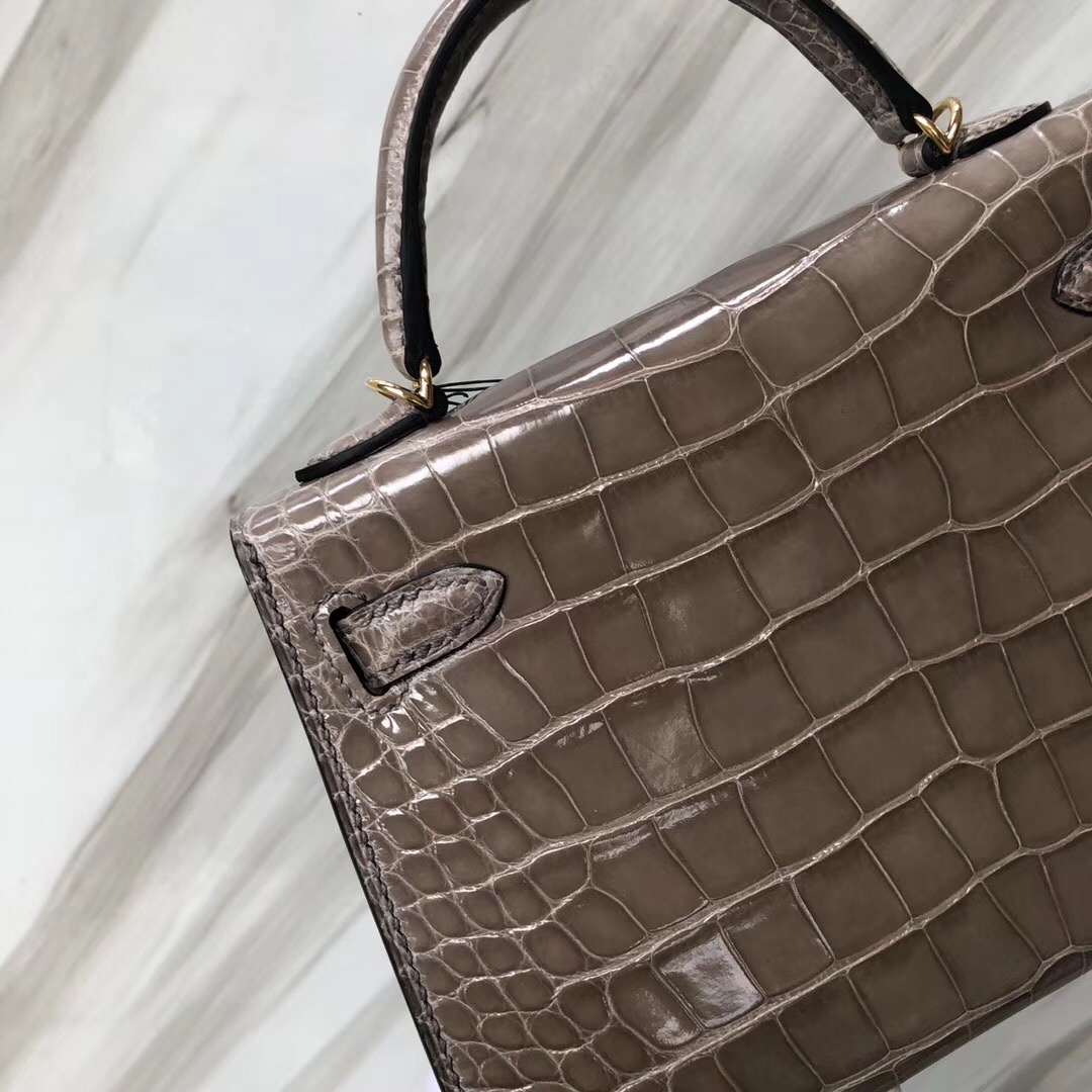 Hong Kong Hermes Kelly mini2代 美洲鱷 CK81斑鳩灰 Griss Tourterelle