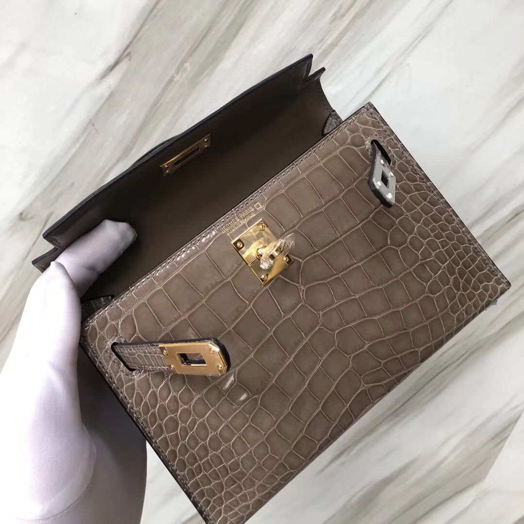 Hong Kong Hermes Kelly mini2代 美洲鱷 CK81斑鳩灰 Griss Tourterelle