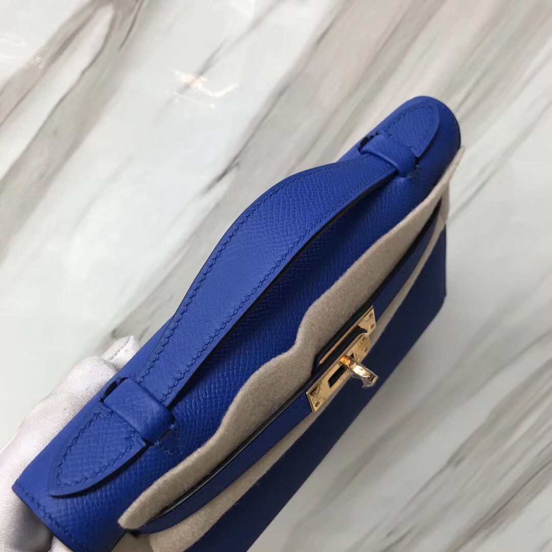 Hermes MiniKelly 壹代 Pochette Epsom I7 Blue zellige 琉璃藍