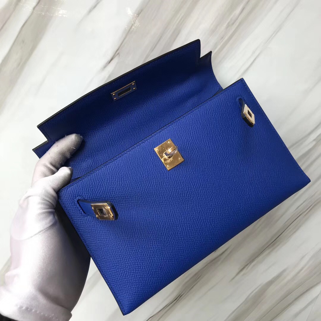 Hermes MiniKelly 壹代 Pochette Epsom I7 Blue zellige 琉璃藍