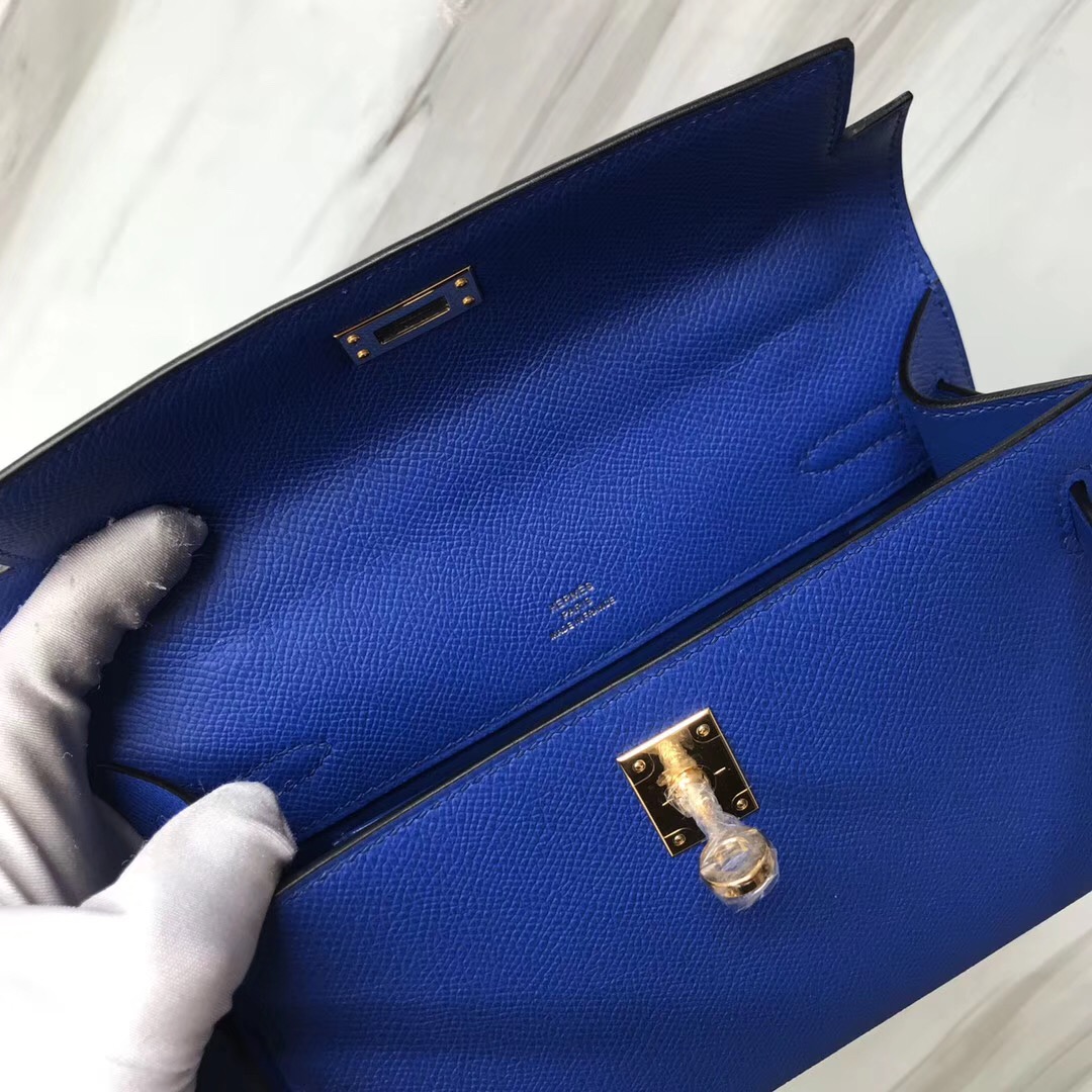 Hermes MiniKelly 壹代 Pochette Epsom I7 Blue zellige 琉璃藍