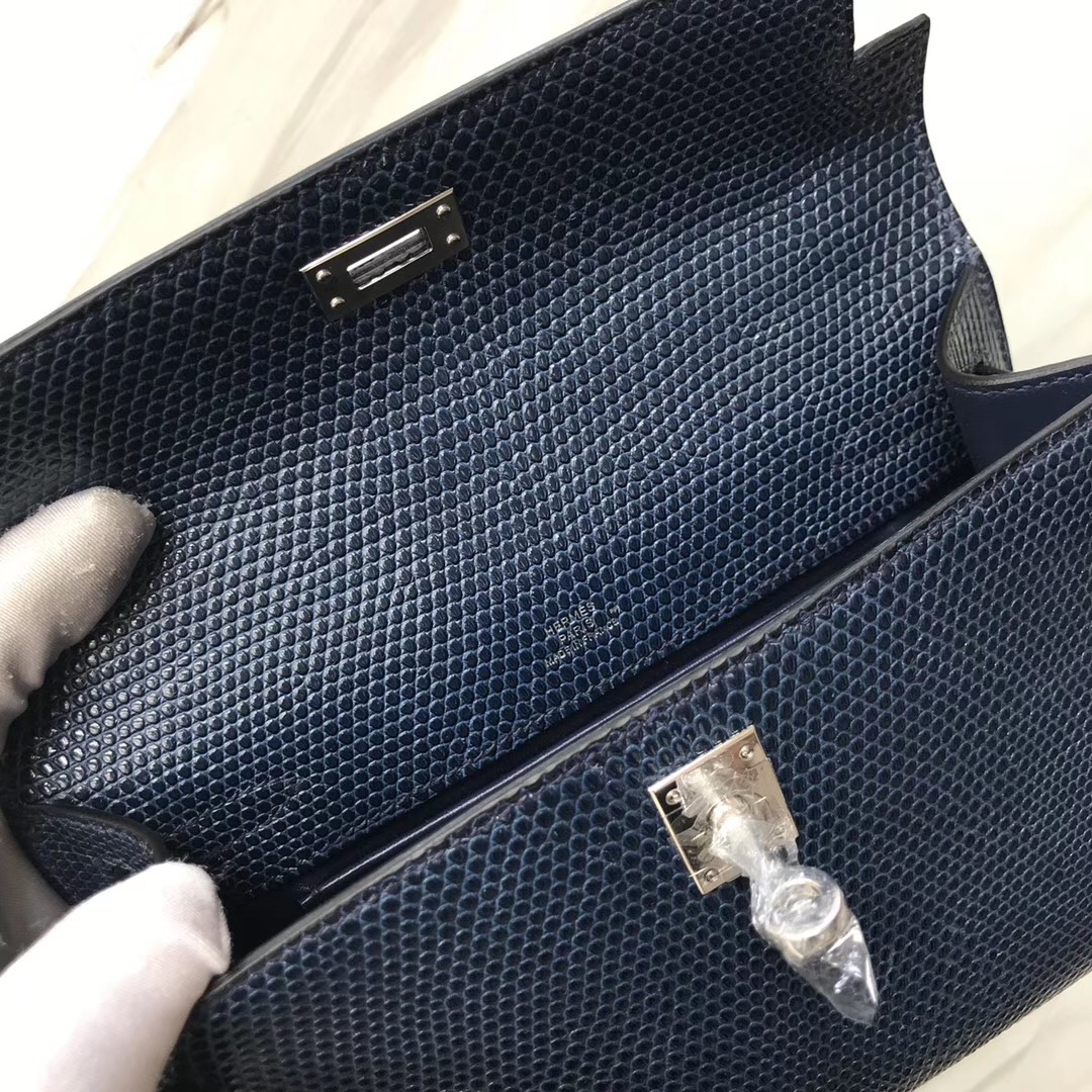 Taiwan Hermes MiniKelly 22cm pochette 7K深海藍BLUE ABYSSE Lizard