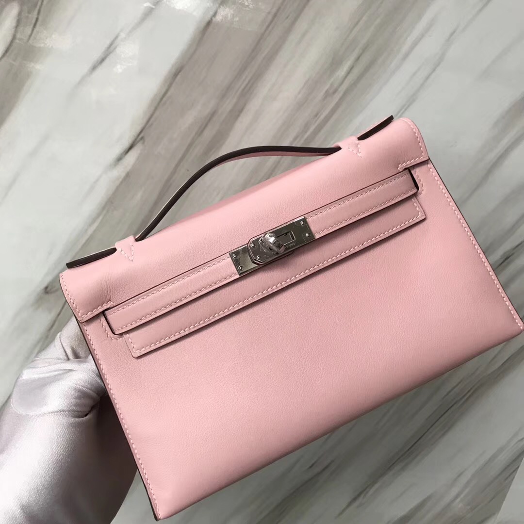 Hermes MiniKelly pochette 3Q新櫻花粉 Rose Sakura Swift calfskin