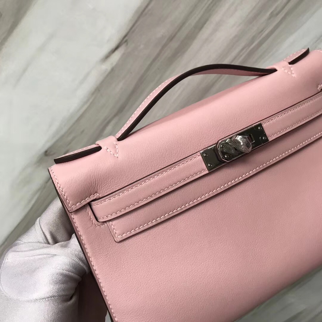 Hermes MiniKelly pochette 3Q新櫻花粉 Rose Sakura Swift calfskin