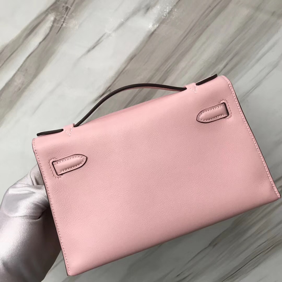 Hermes MiniKelly pochette 3Q新櫻花粉 Rose Sakura Swift calfskin