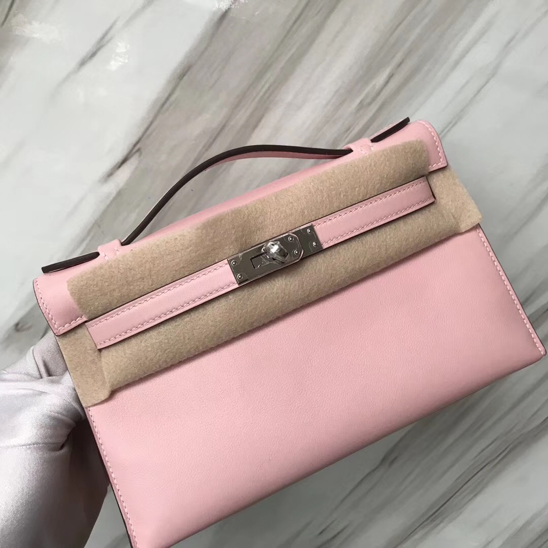 Hermes MiniKelly pochette 3Q新櫻花粉 Rose Sakura Swift calfskin