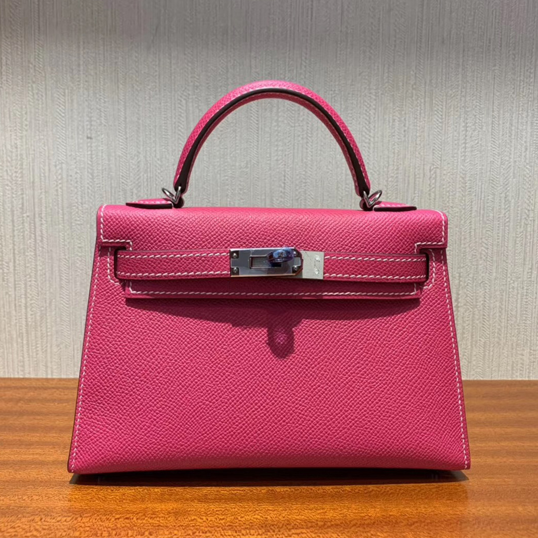 愛馬仕迷妳凱莉包2代 Hermes Mini kelly二代 E5 Rose Tyrien糖果粉 Epsom