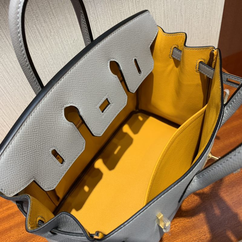 Hermes HSS Birkin 25cm 4Z海鷗灰 Gris Mouette/9V Jaune Dor 太陽黃