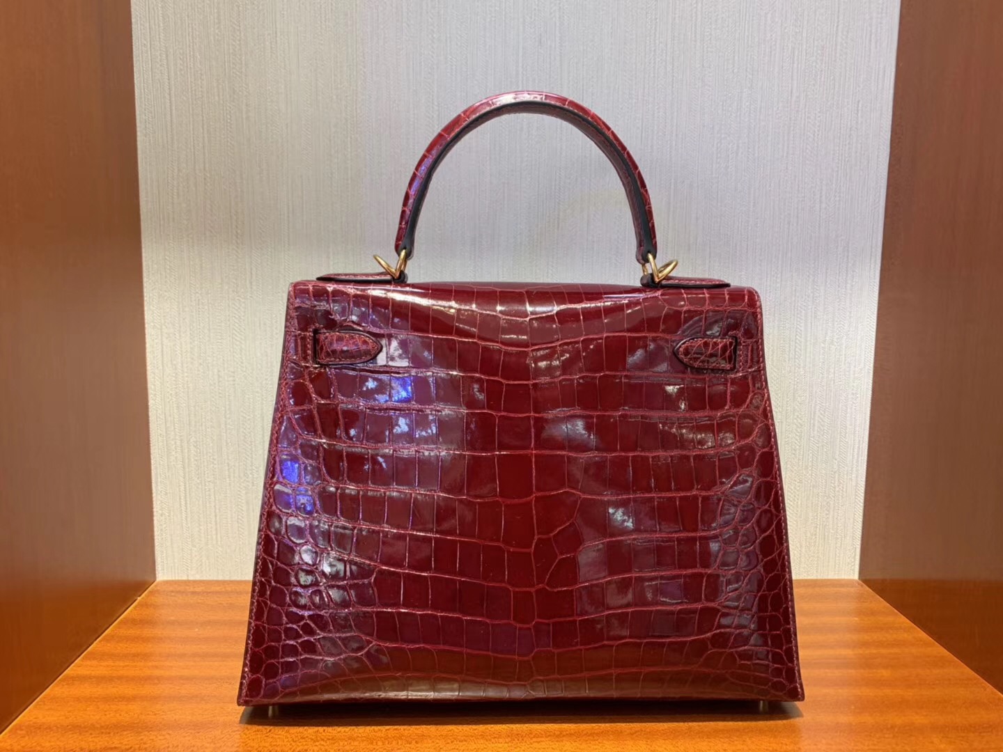 Hermes Kelly Bag 28cm F5勃艮第酒紅 Bourgogne 亮面兩點 尼羅鱷