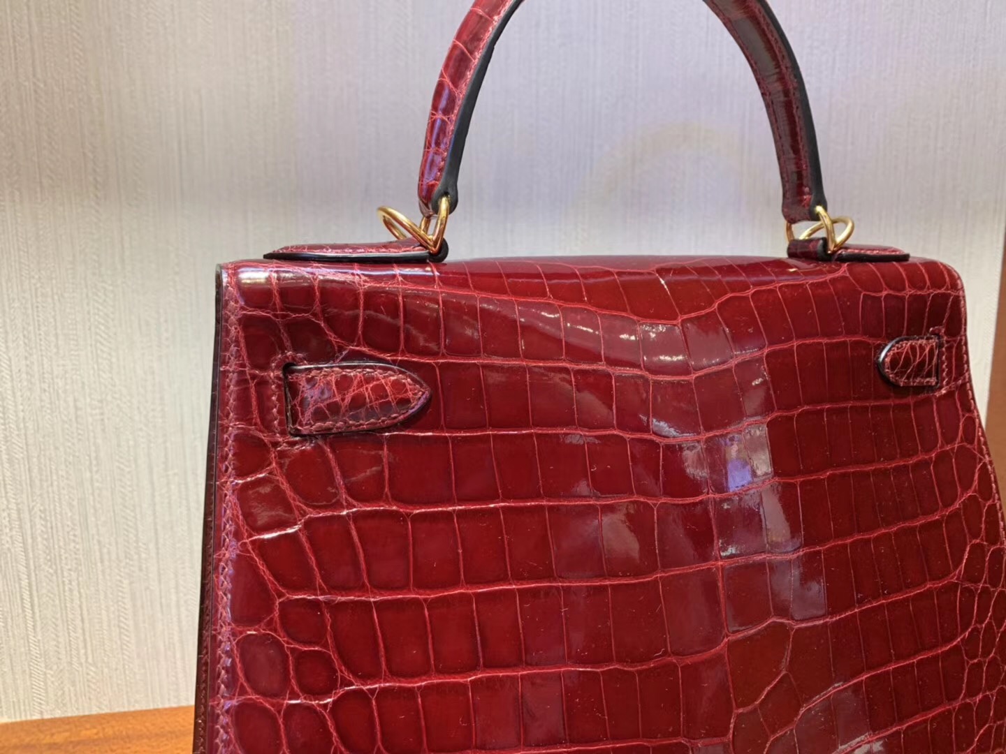 Hermes Kelly Bag 28cm F5勃艮第酒紅 Bourgogne 亮面兩點 尼羅鱷