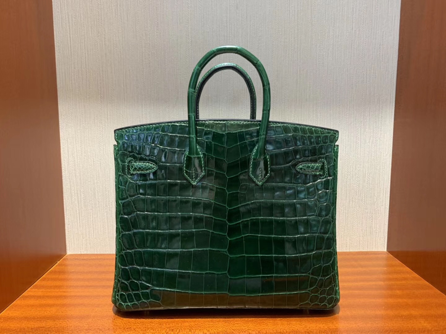 Hermes Birkin 25cm Bag CK67祖母綠 Vert Fonce Shiny nilo crocodile