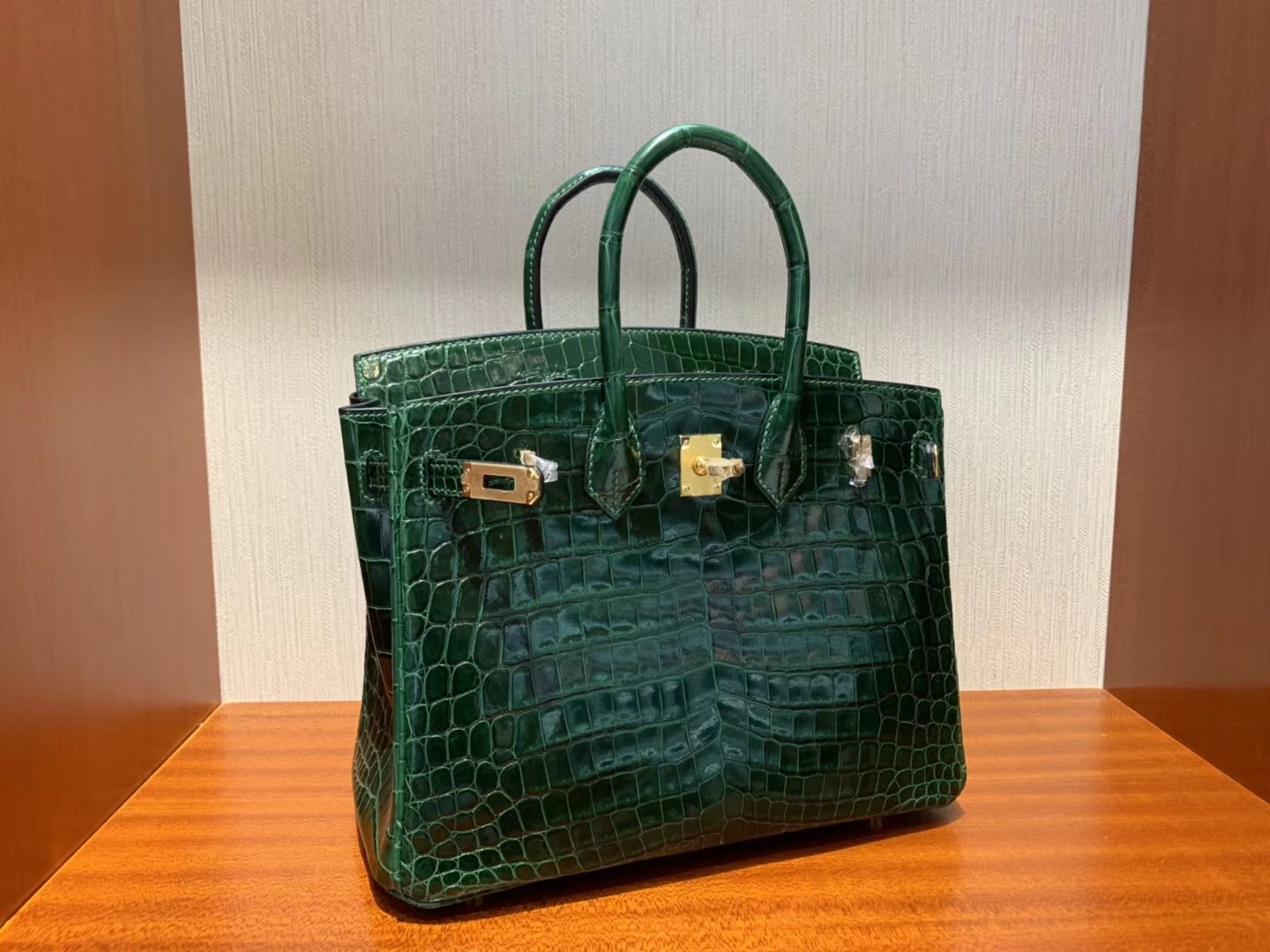 Hermes Birkin 25cm Bag CK67祖母綠 Vert Fonce Shiny nilo crocodile