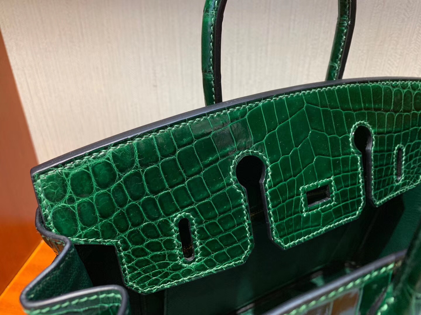 Hermes Birkin 25cm Bag CK67祖母綠 Vert Fonce Shiny nilo crocodile