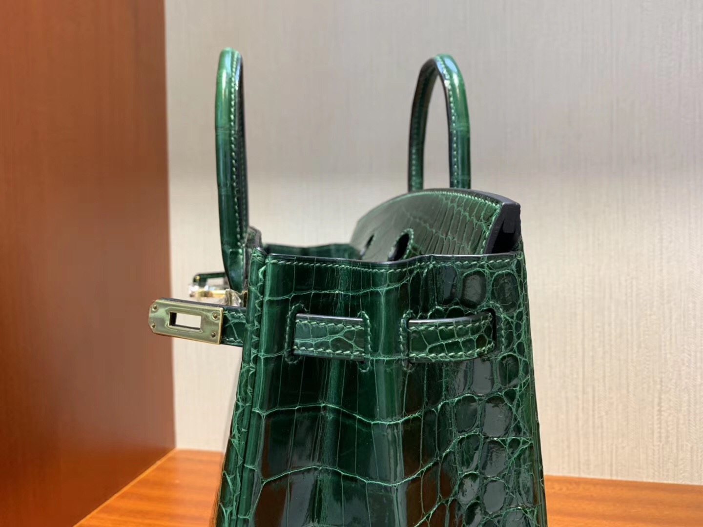 Hermes Birkin 25cm Bag CK67祖母綠 Vert Fonce Shiny nilo crocodile