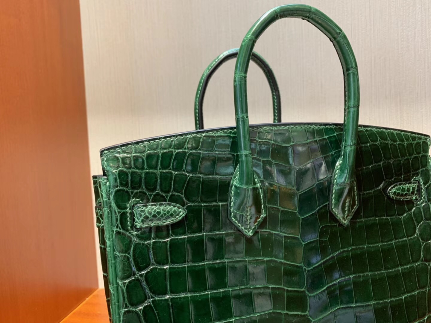 Hermes Birkin 25cm Bag CK67祖母綠 Vert Fonce Shiny nilo crocodile