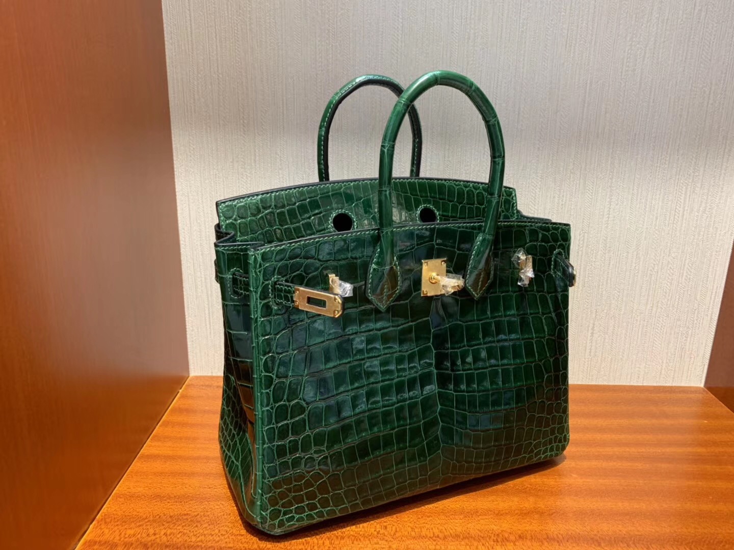 Hermes Birkin 25cm Bag CK67祖母綠 Vert Fonce Shiny nilo crocodile