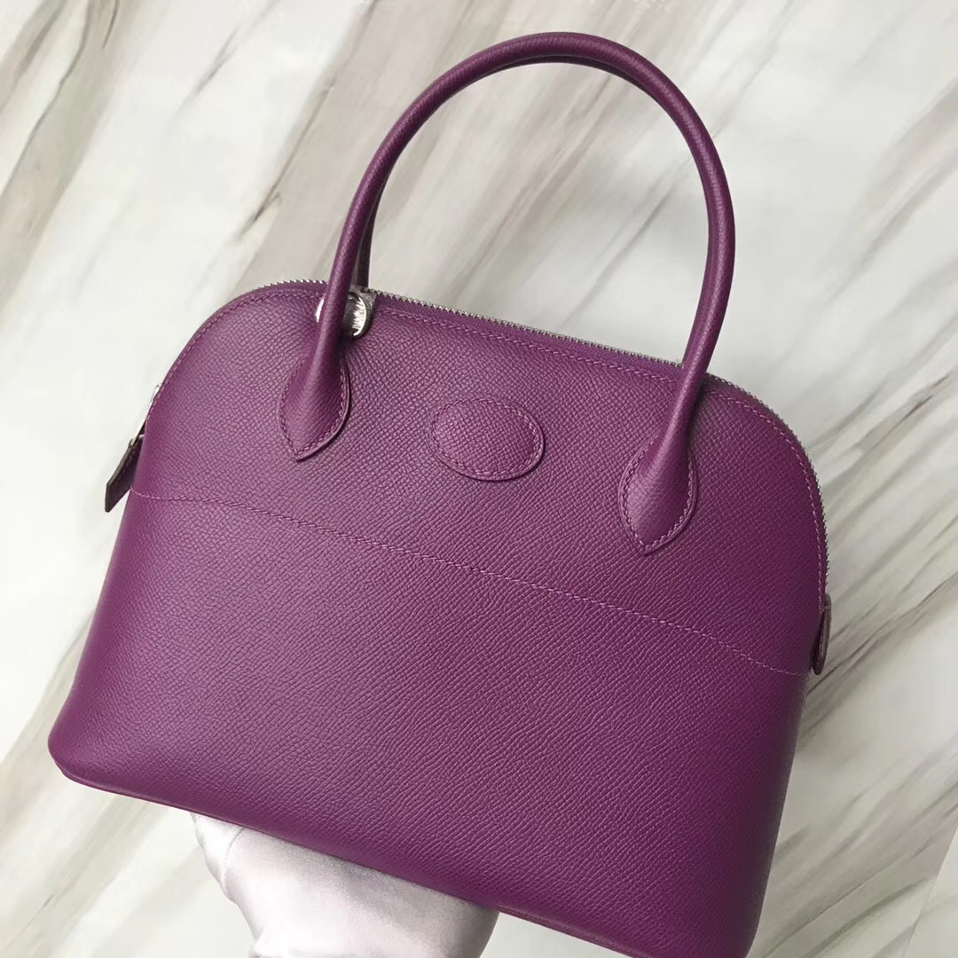 新加坡愛馬仕旗艦店 愛馬仕保齡球包尺寸 Hermes Bolide 27cm P9 海葵紫 Anémone