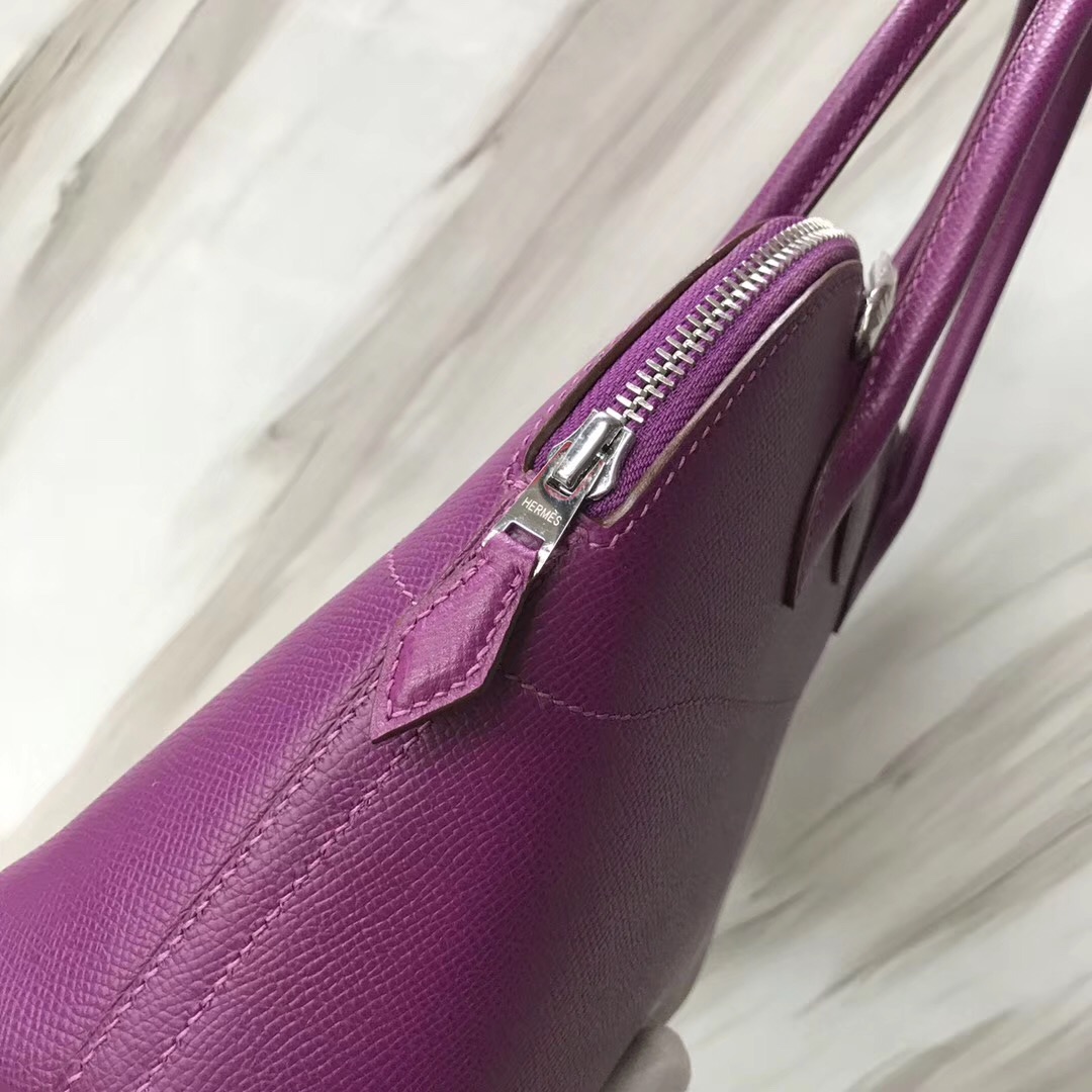 新加坡愛馬仕旗艦店 愛馬仕保齡球包尺寸 Hermes Bolide 27cm P9 海葵紫 Anémone