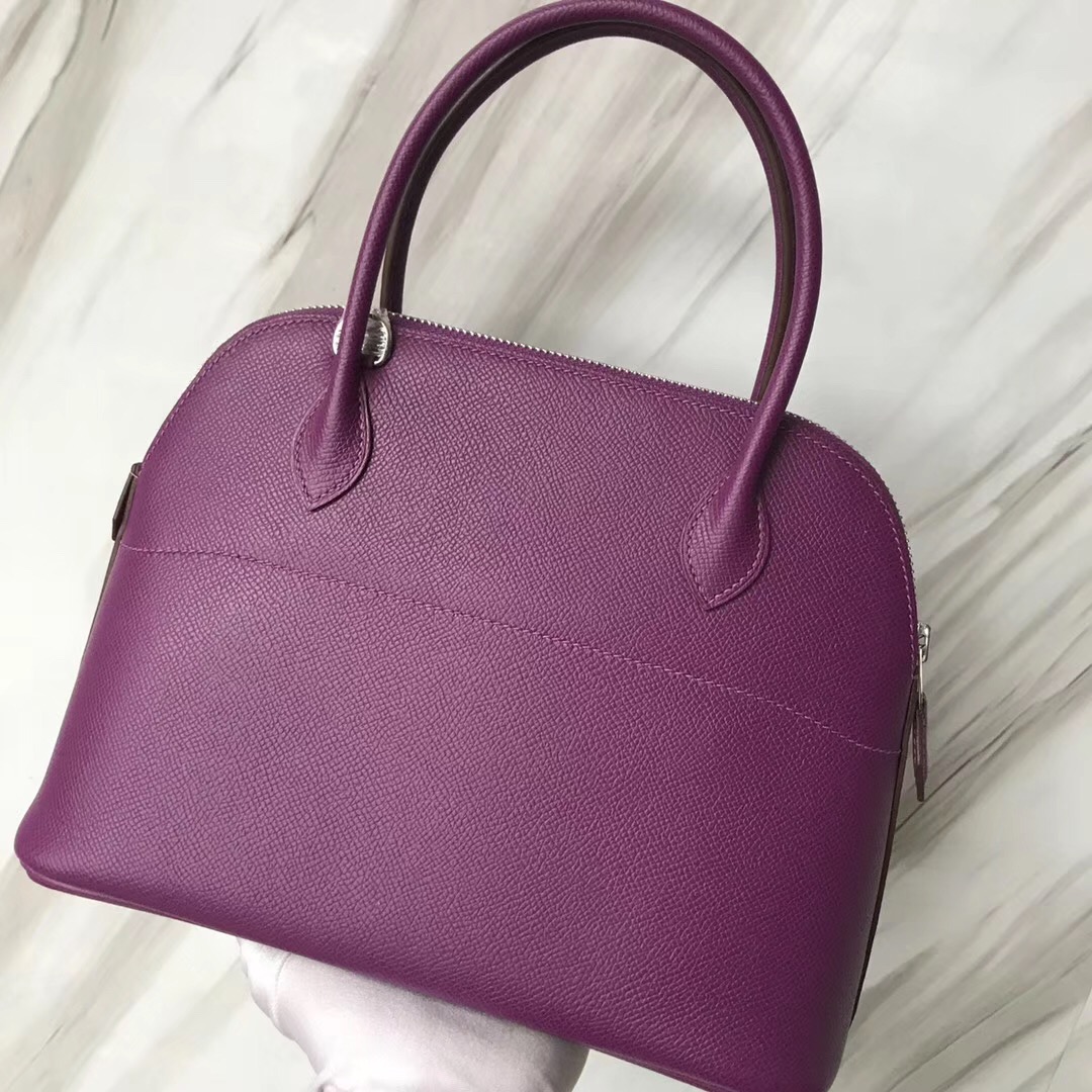 新加坡愛馬仕旗艦店 愛馬仕保齡球包尺寸 Hermes Bolide 27cm P9 海葵紫 Anémone