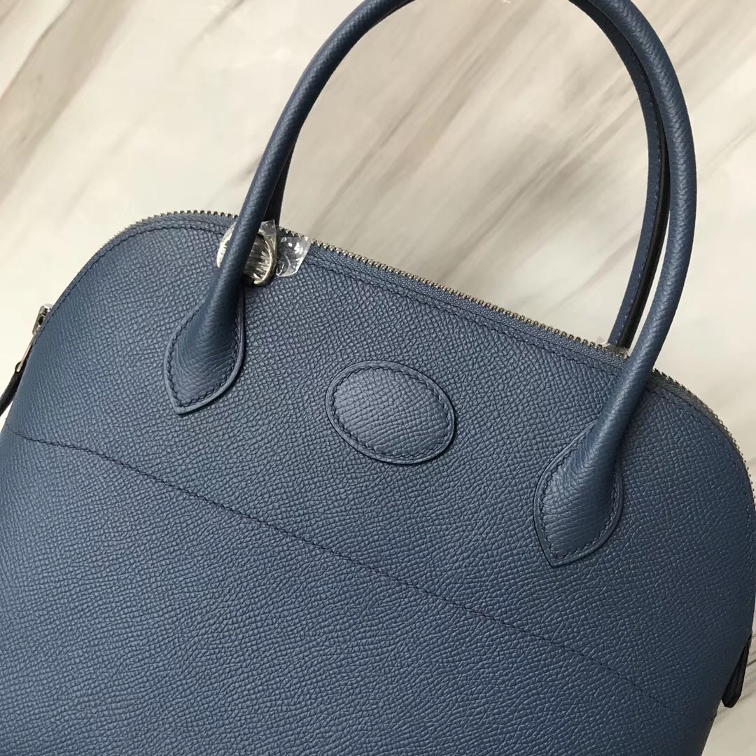 新加坡愛馬仕旗艦店 保齡球包 Hermes Bolide 27cm R2瑪瑙藍 blue agate