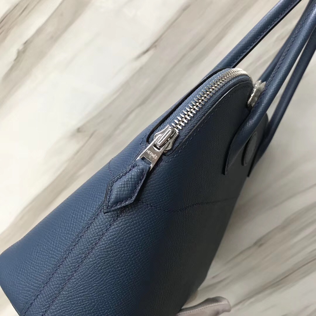 新加坡愛馬仕旗艦店 保齡球包 Hermes Bolide 27cm R2瑪瑙藍 blue agate