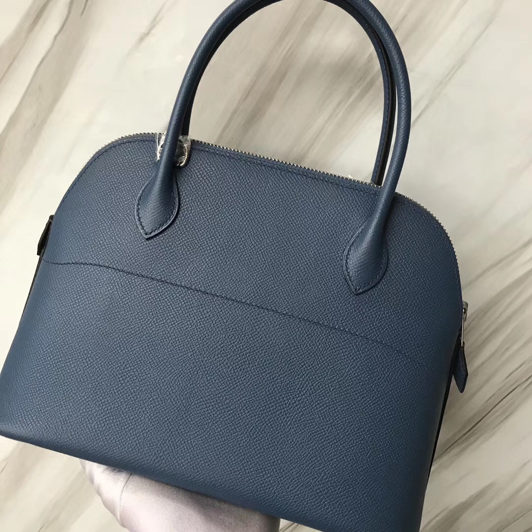 新加坡愛馬仕旗艦店 保齡球包 Hermes Bolide 27cm R2瑪瑙藍 blue agate