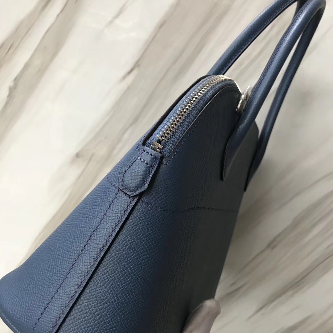 新加坡愛馬仕旗艦店 保齡球包 Hermes Bolide 27cm R2瑪瑙藍 blue agate