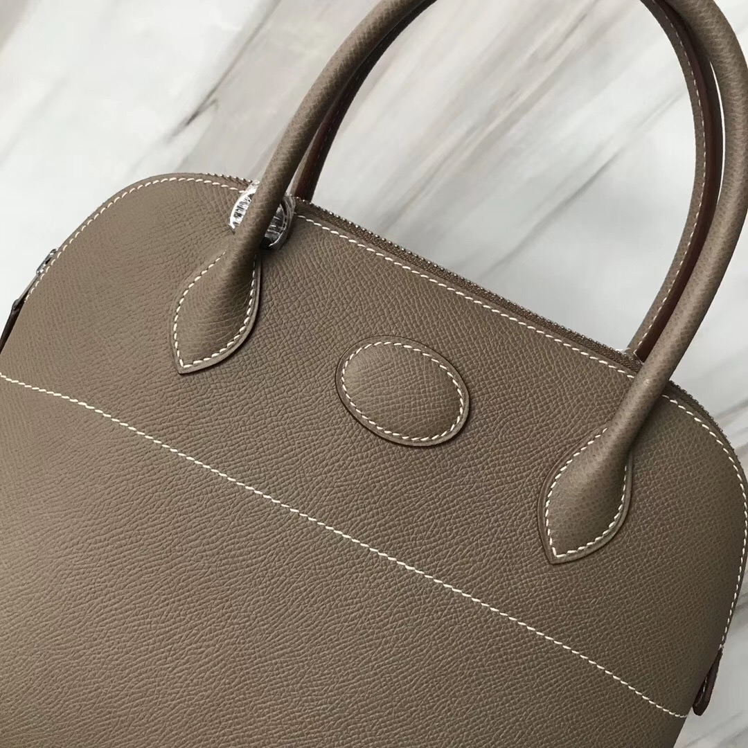 愛馬仕臺灣保齡球包價格 Hermes Bolide 27cm CK18大象灰 Etaupe