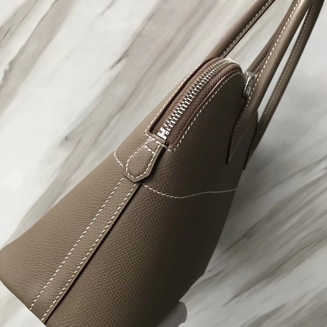 愛馬仕臺灣保齡球包價格 Hermes Bolide 27cm CK18大象灰 Etaupe