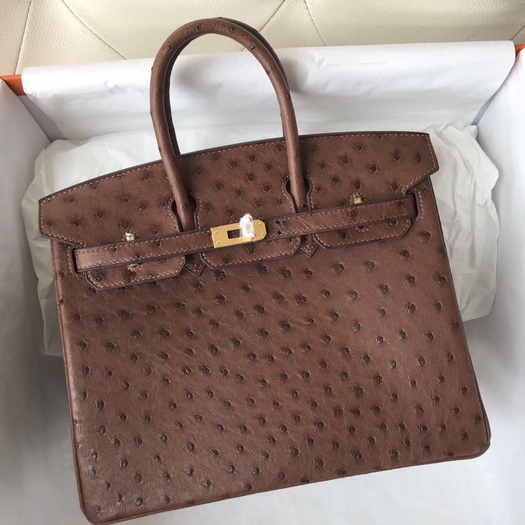 愛馬仕鉑金包 Malaysia Hermes Birkin 25cm 4A Cafe 咖啡色 KK Ostrich Skin