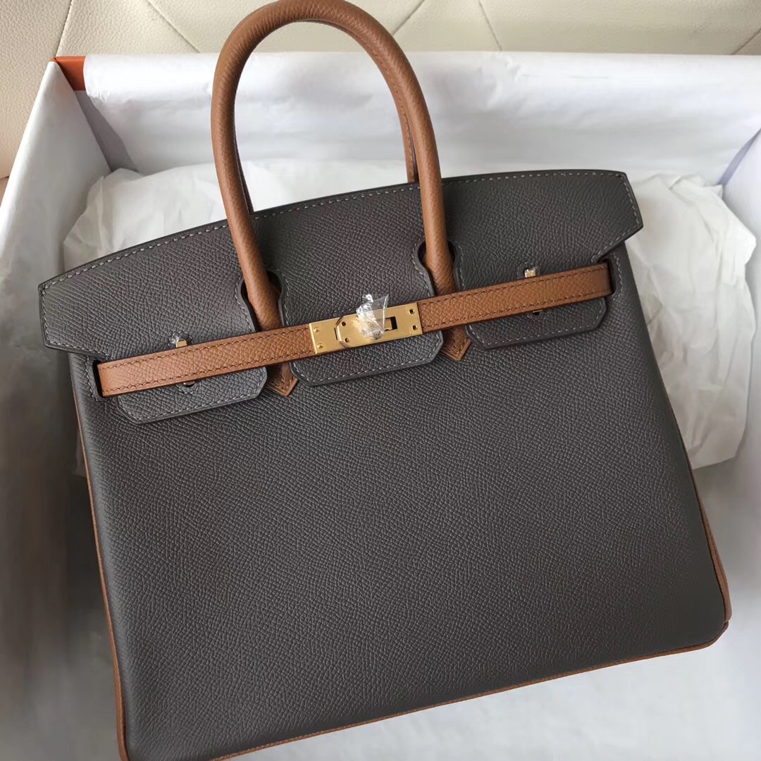 Australia Hermes HSS Birkin 25cm Bag 8F Etain 錫器灰 CK37 Gold 金棕色