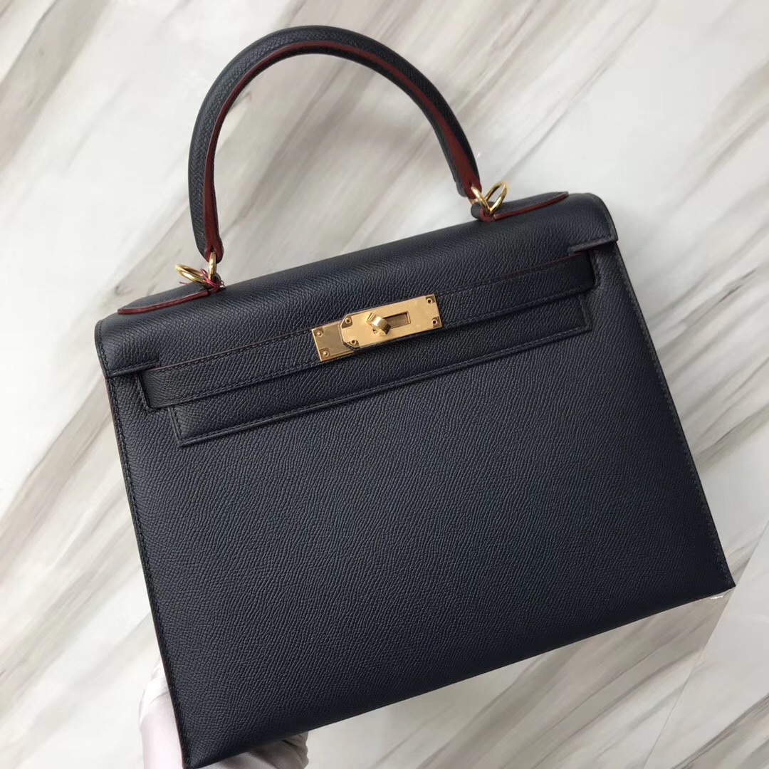 臺灣臺中市愛馬仕凱莉包價格 Hermes Kelly 28cm CK76 深海藍 Blue indigo