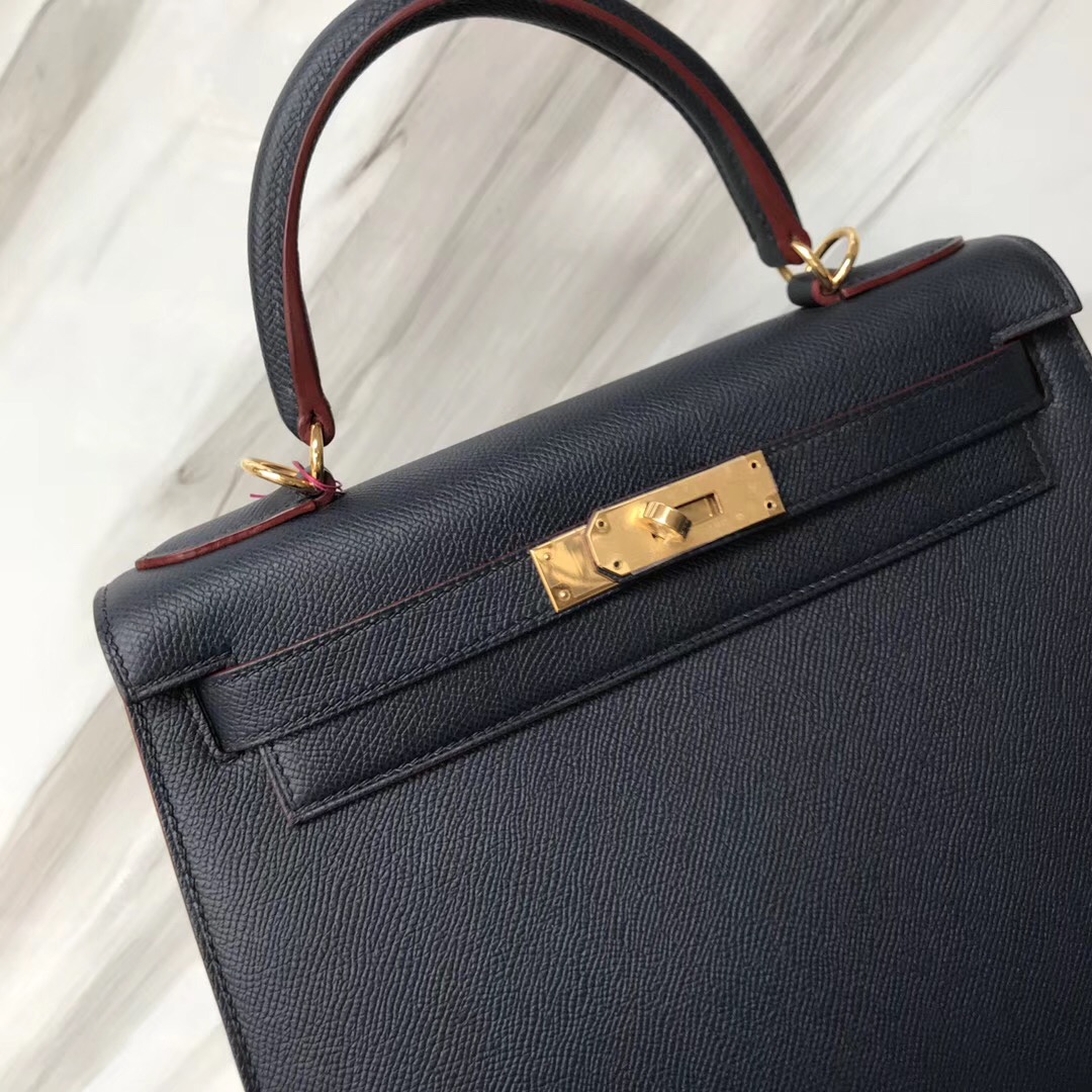 臺灣臺中市愛馬仕凱莉包價格 Hermes Kelly 28cm CK76 深海藍 Blue indigo