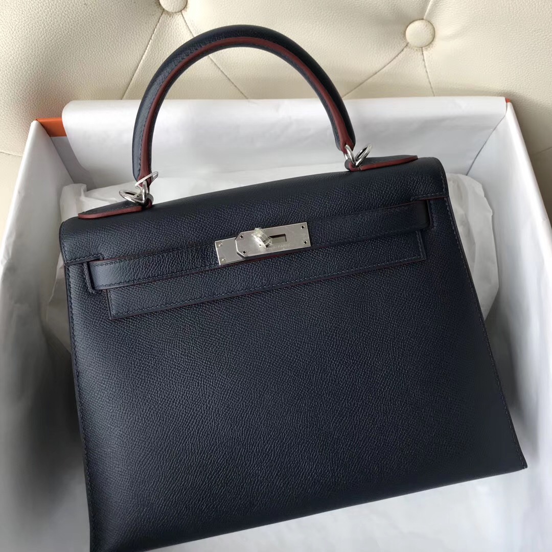 臺灣臺中市愛馬仕凱莉包價格 Hermes Kelly 28cm CK76 深海藍 Blue indigo