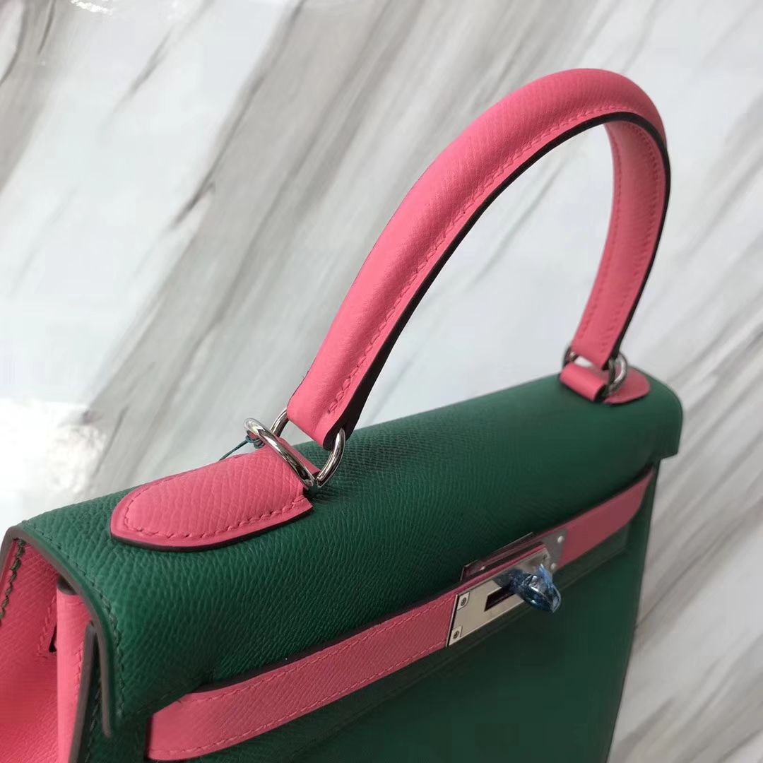 Hermes HSS Kelly 28cm U4 vert vertigo 絲絨綠 8W Rose azalee 新唇膏粉