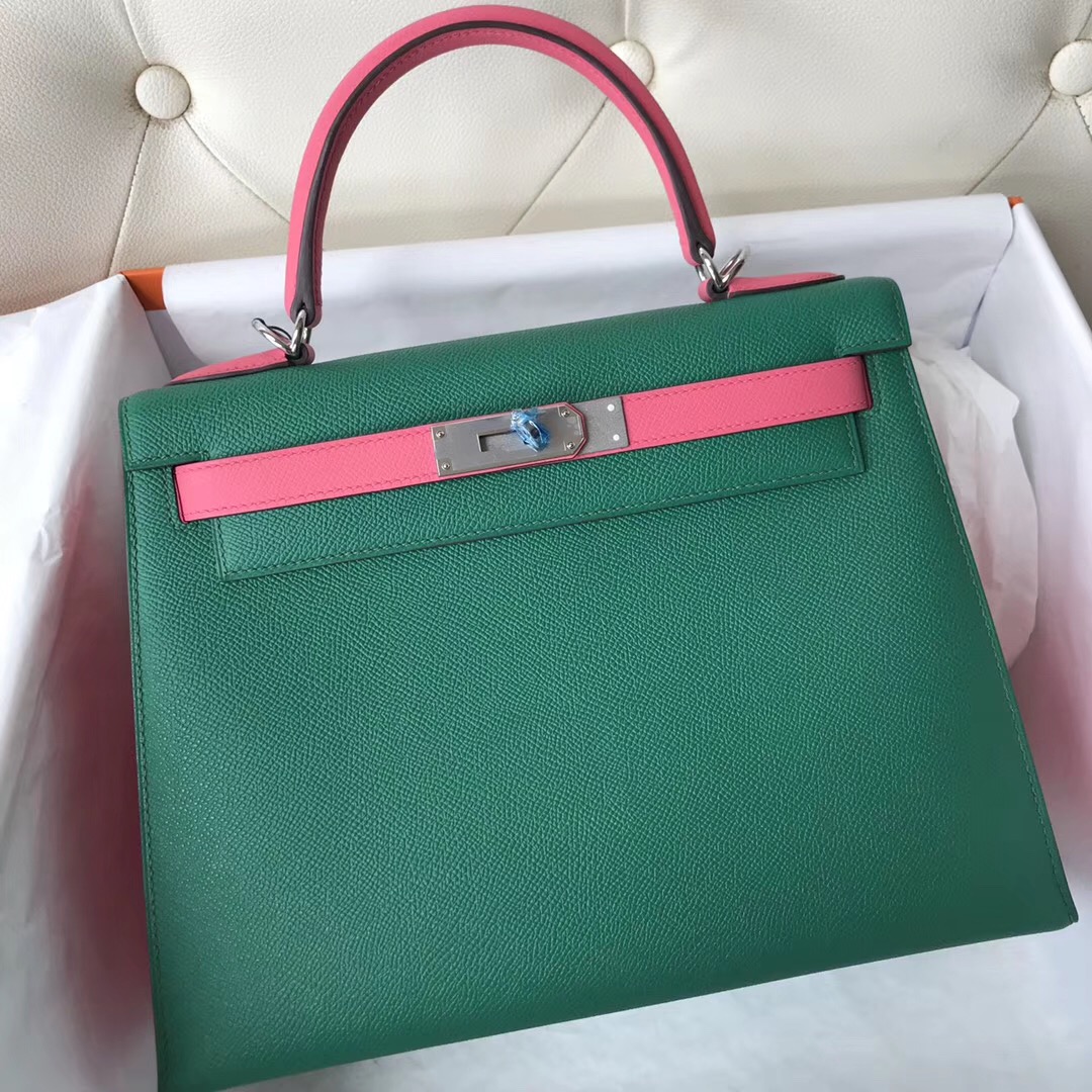 Hermes HSS Kelly 28cm U4 vert vertigo 絲絨綠 8W Rose azalee 新唇膏粉