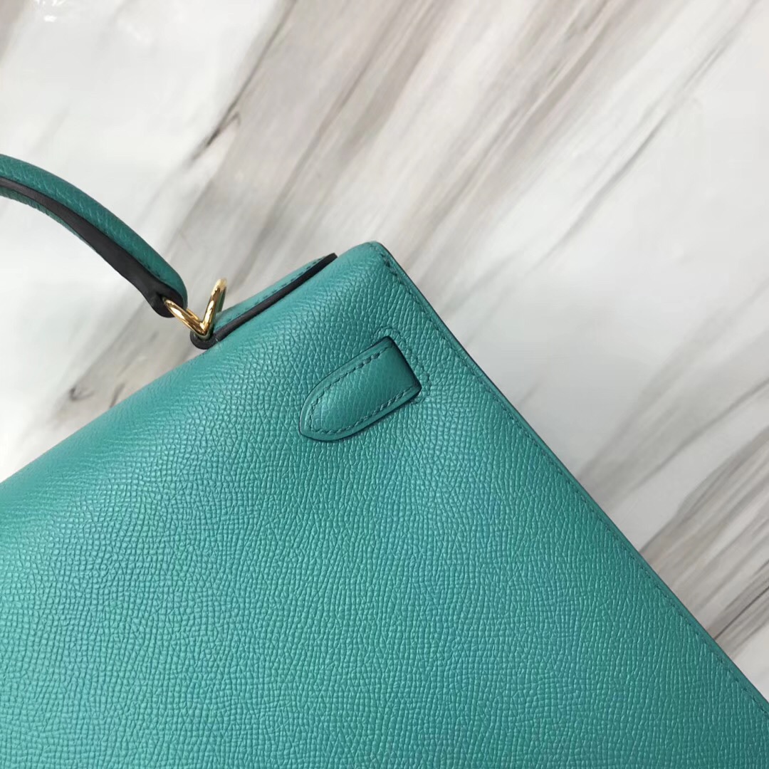 澳大利亞愛馬仕包包 凱莉包官網 Hermes Kelly 28cm 7F Bleu Paon 孔雀藍