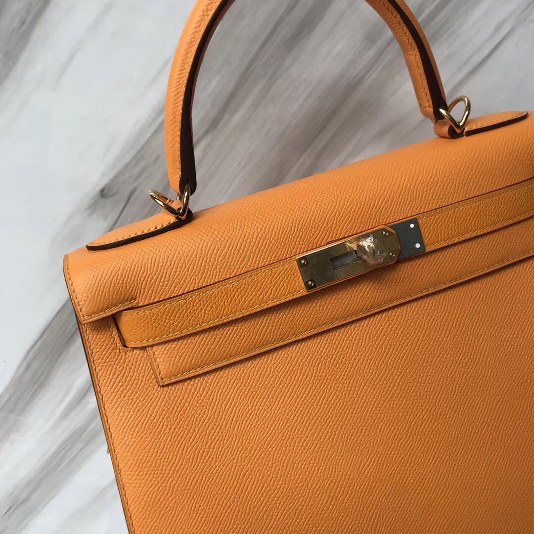 臺灣臺北愛馬仕包包 凱莉包官網 Hermes Kelly 28cm I9 Abricot 杏黃色