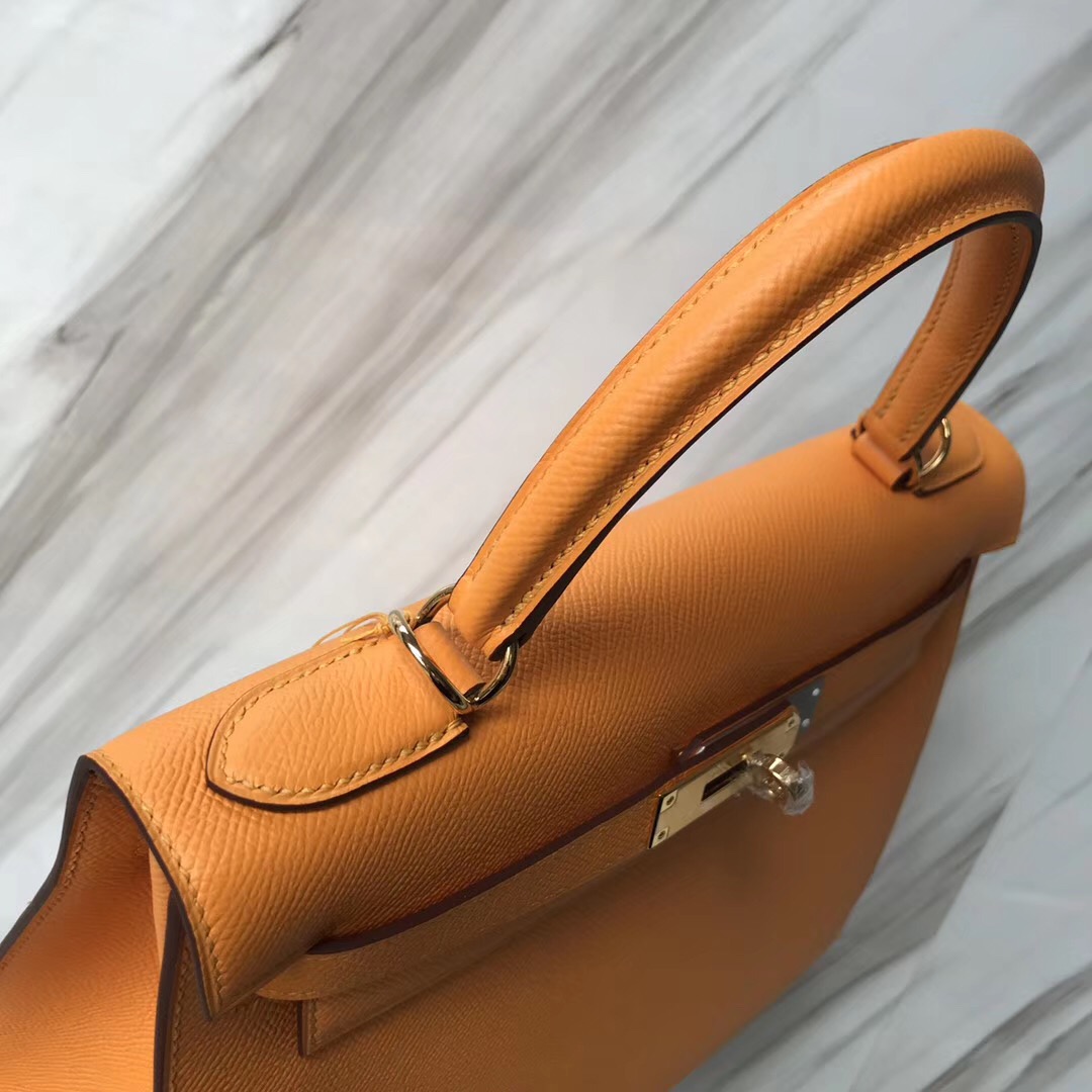 臺灣臺北愛馬仕包包 凱莉包官網 Hermes Kelly 28cm I9 Abricot 杏黃色